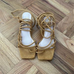 Mustard/Tan Ankle wrap sandals